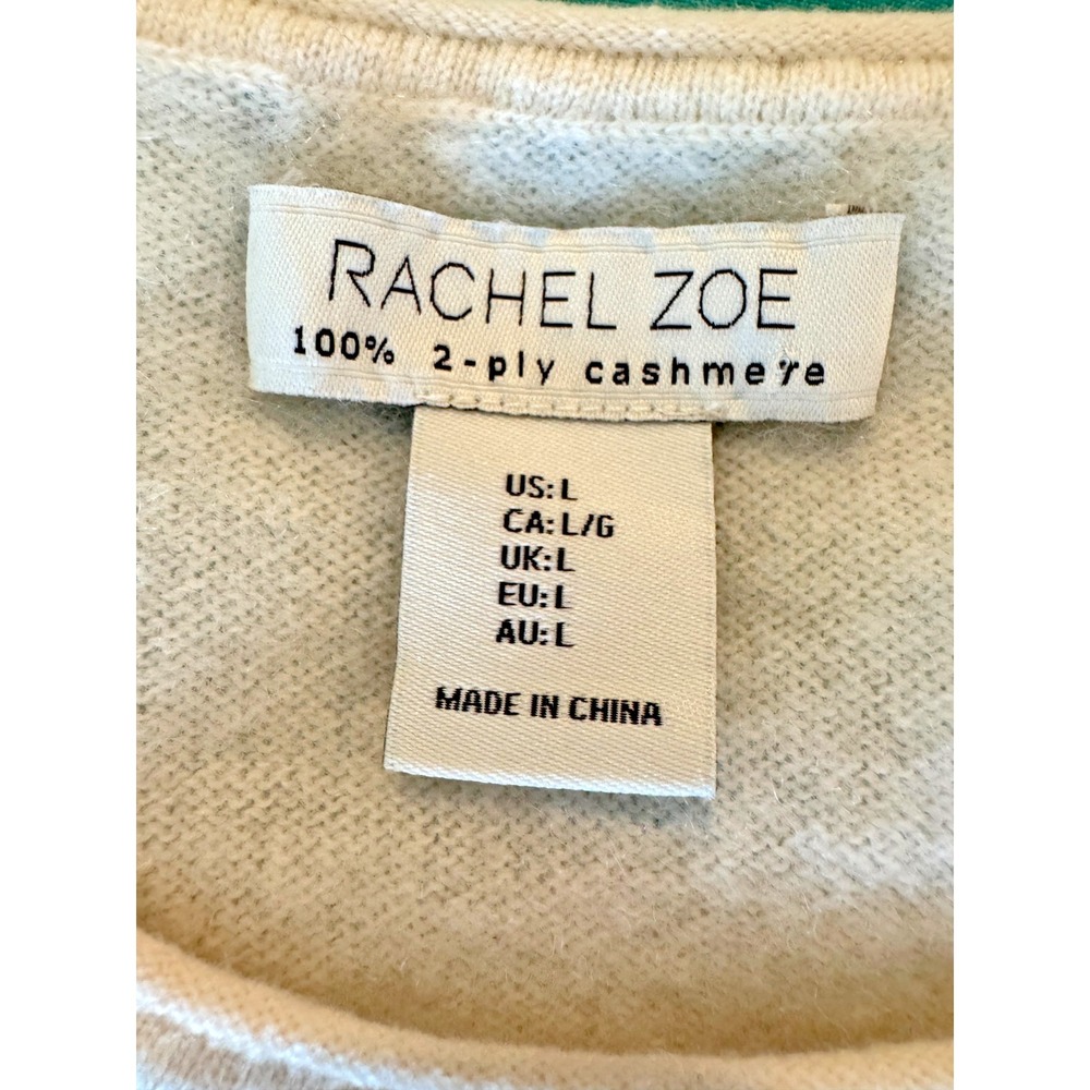 Rachel Zoe 100% Two Ply Cashmere Sweater Large Ivory Short Sleeve Luxury Knit - Picture 6 of 10